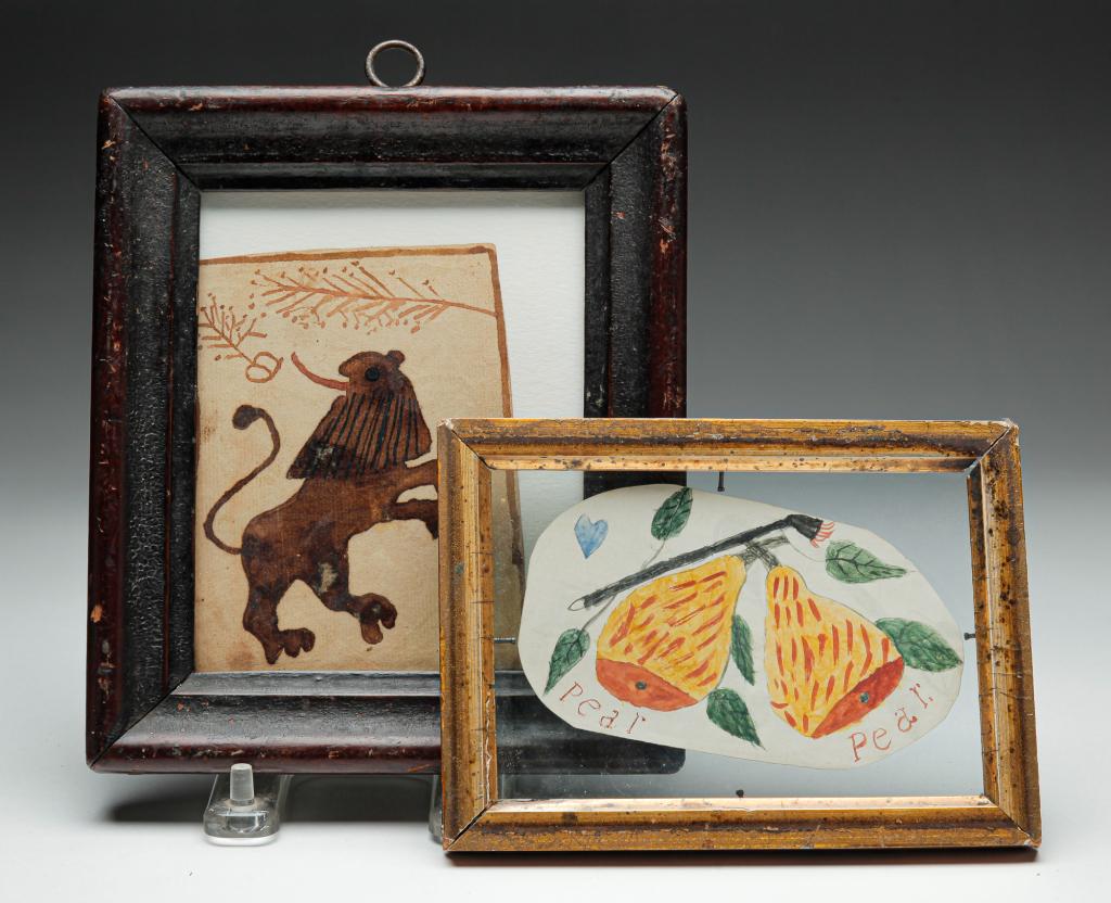 TWO AMERICAN FOLK ART WATERCOLORS. (1 of 4)