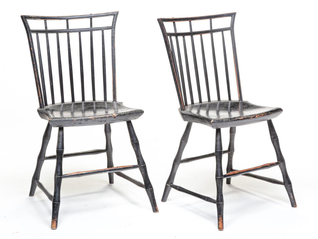 PAIR OF AMERICAN BIRDCAGE WINDSOR SIDE CHAIRS. (1 of 4)