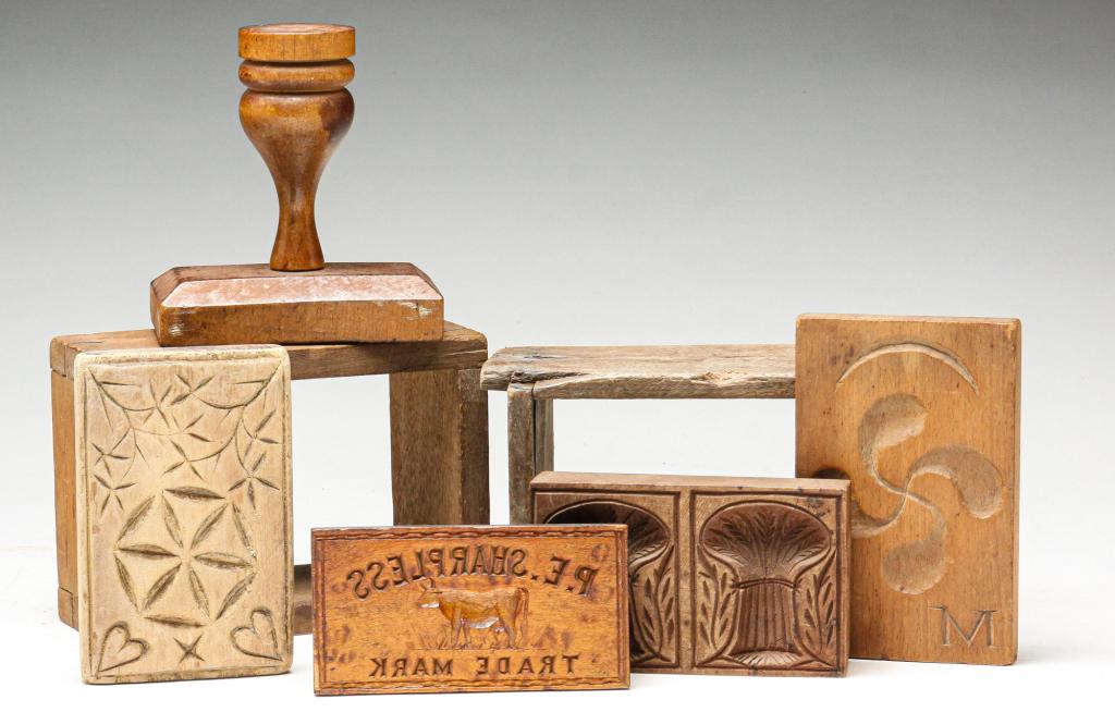 FIVE AMERICAN BUTTER PRINTS. (1 of 6)