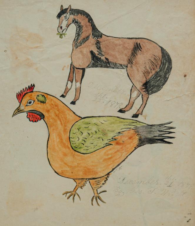 AMERICAN FOLK ART PAINTINGS BY GEORGE WRIGHT. (1 of 4)