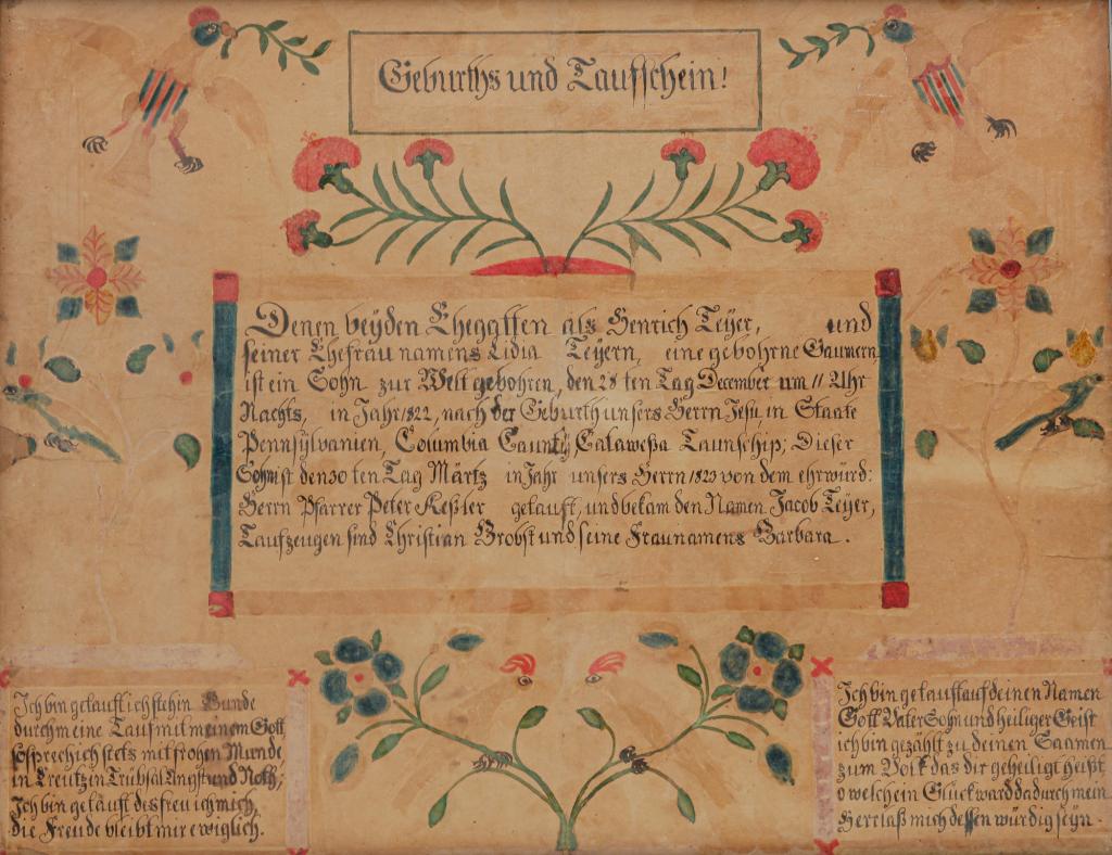 PENNSYLVANIA FRAKTUR. (1 of 4)