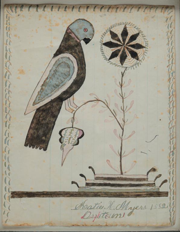 AMERICAN WATERCOLOR OF PARROT. (1 of 4)