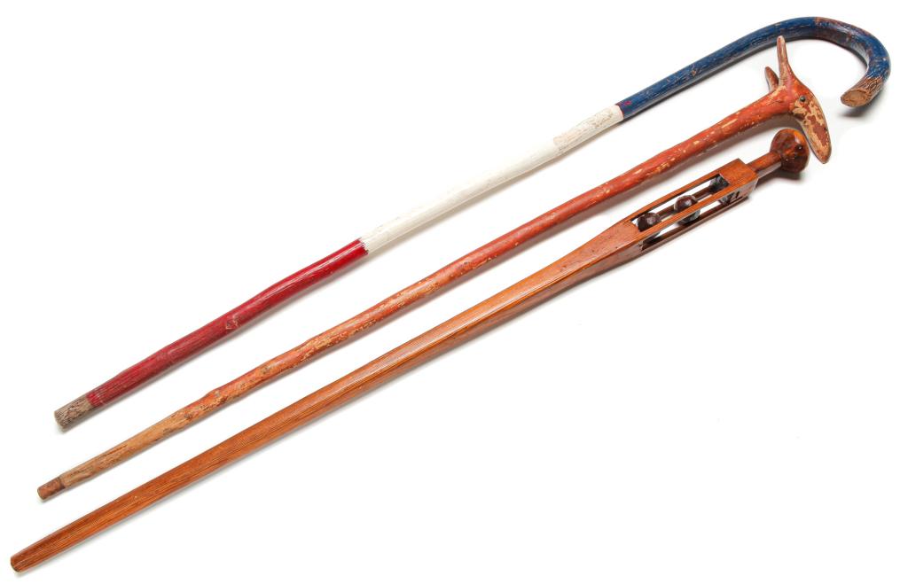 THREE AMERICAN FOLK ART CANES. (1 of 4)
