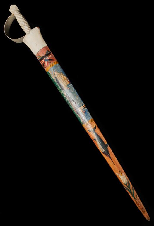 AMERICAN DECORATED SWORDFISH SWORD. (1 of 6)