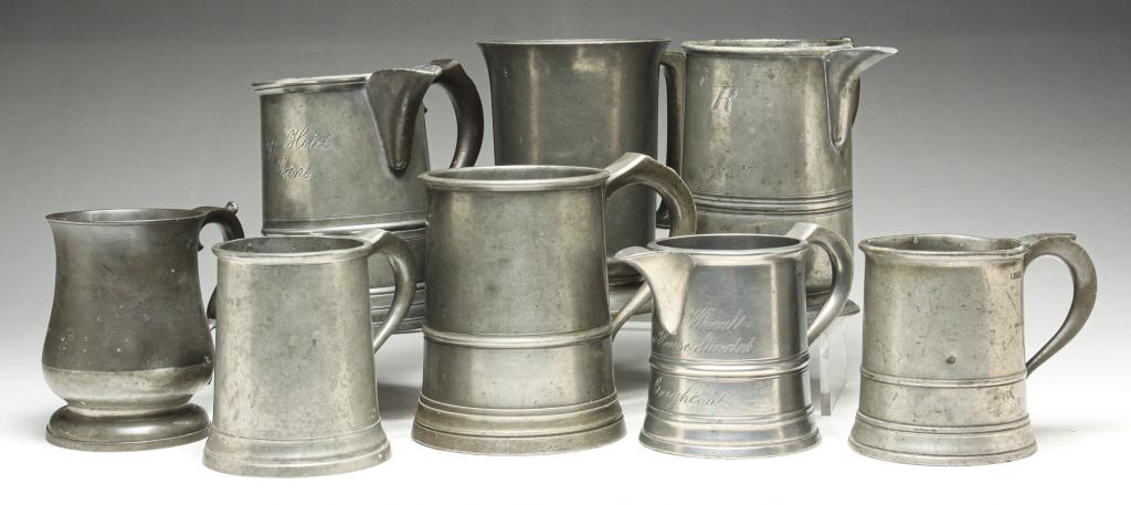 GROUP OF ENGLISH PEWTER MEASURES. (1 of 19)