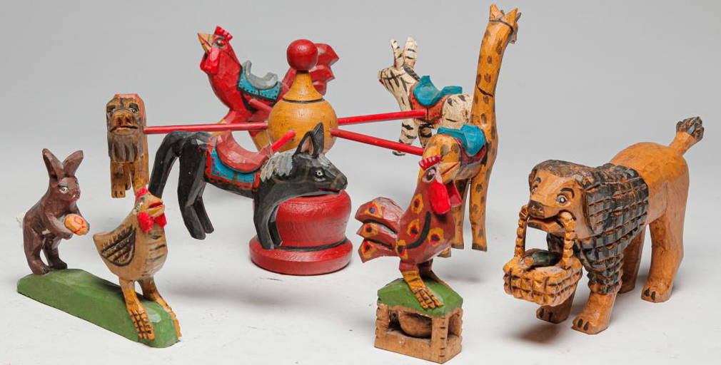 Folk Art Animal Carvings By Strawser.