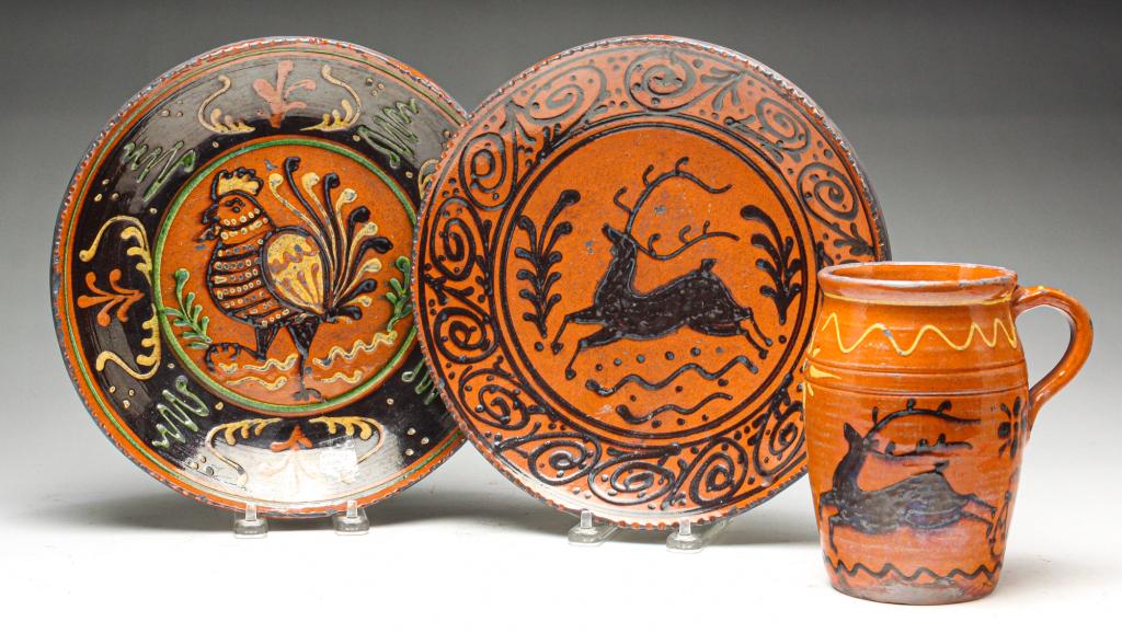 THREE GREG SCHOONER CONTEMPORARY REDWARE PIECES. (1 of 5)