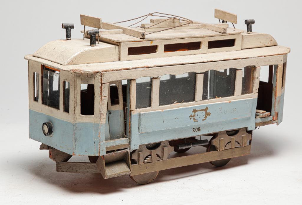 AMERICAN FOLK ART TROLLEY MODEL. (1 of 6)