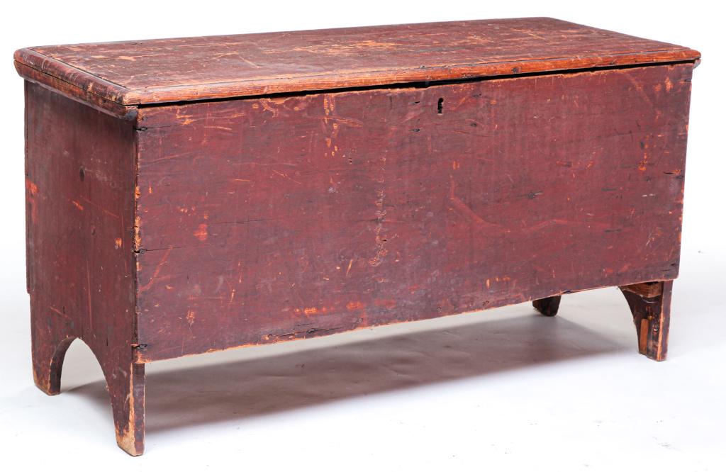 AMERICAN PAINTED SIX-BOARD BLANKET CHEST. (1 of 6)