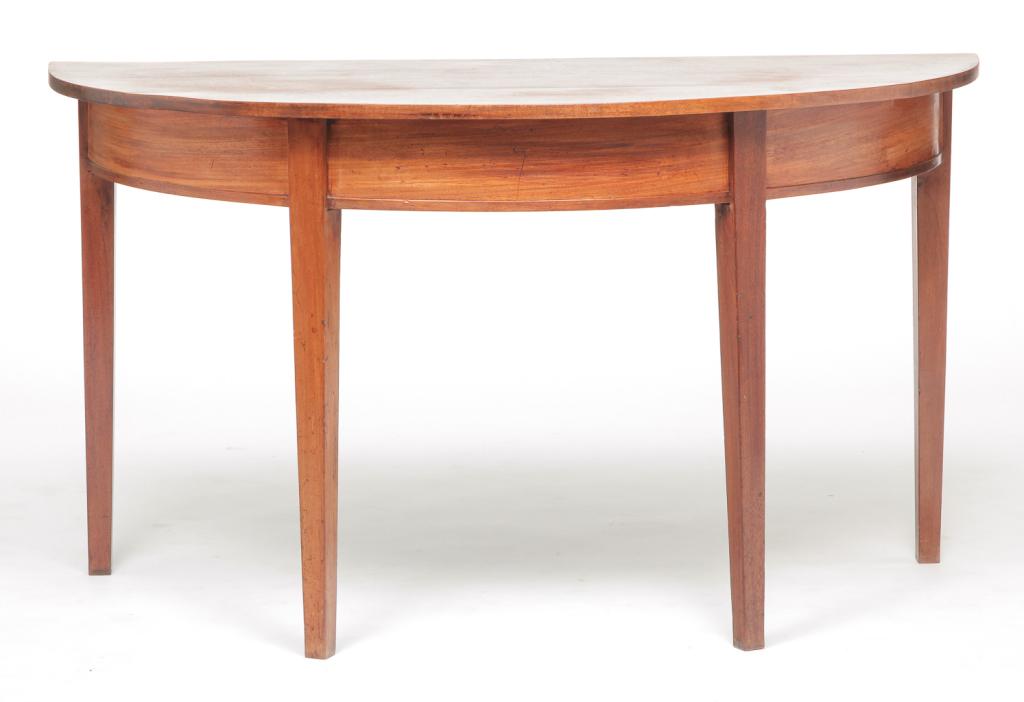 ENGLISH HEPPLEWHITE DEMILUNE TABLE. (1 of 3)