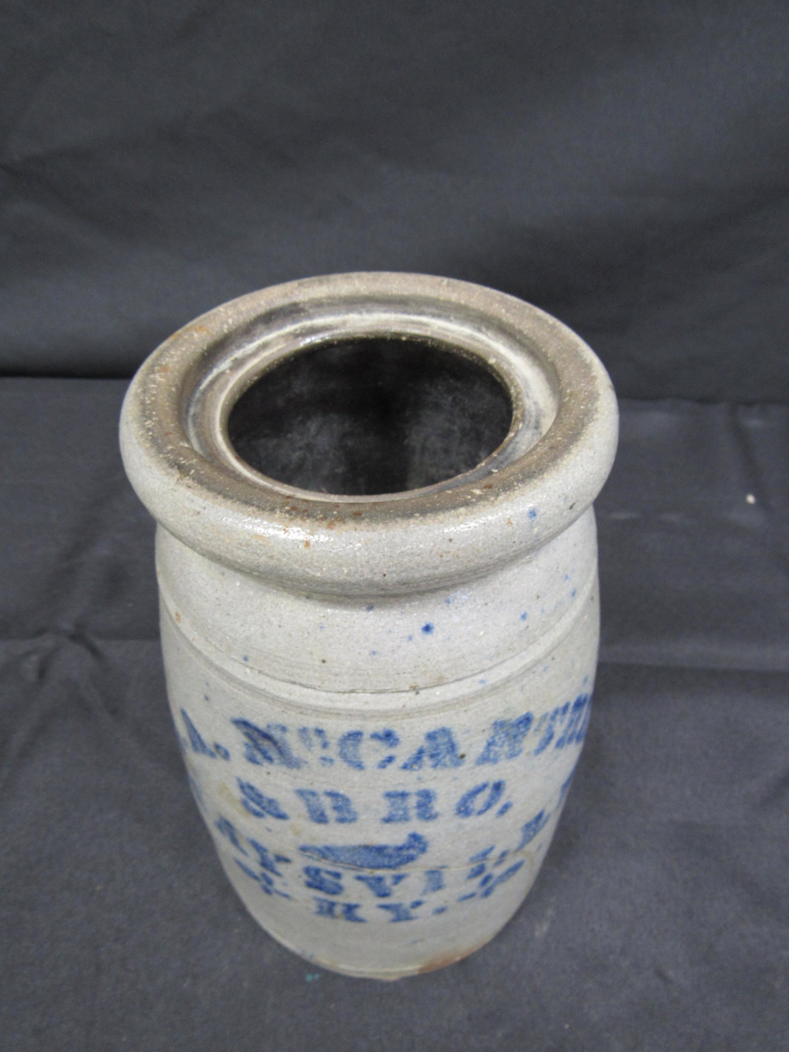 G.A. McCARTHY & BRO. MAYSVILLE, KY: Cobalt stenciled canning jar with hairline.