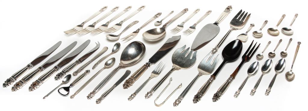 GEORG JENSEN ACORN STERLING FLATWARE. (1 of 20)