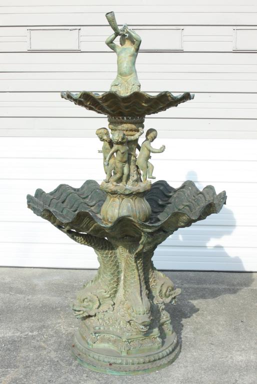 EUROPEAN CLASSICAL STYLE BRONZE WATER FOUNTAIN. (1 of 5)
