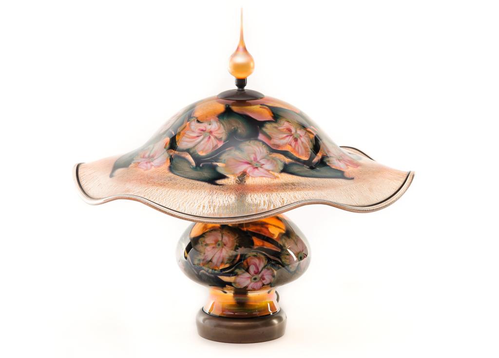 LOTTON GLASS TABLE LAMP BY CHARLES LOTTON. (1 of 3)