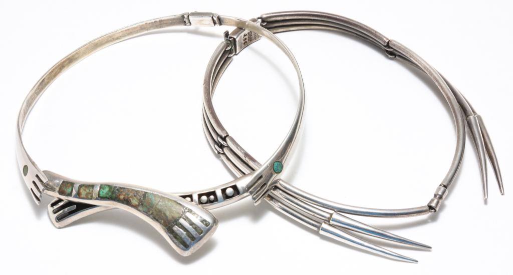 TWO STERLING COLLAR NECKLACES BY SALVADOR. (1 of 5)