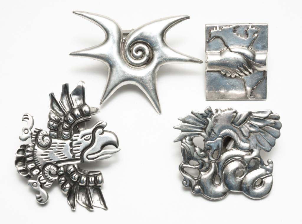FOUR WILLIAM SPRATLING SILVER BROOCHES. (1 of 7)