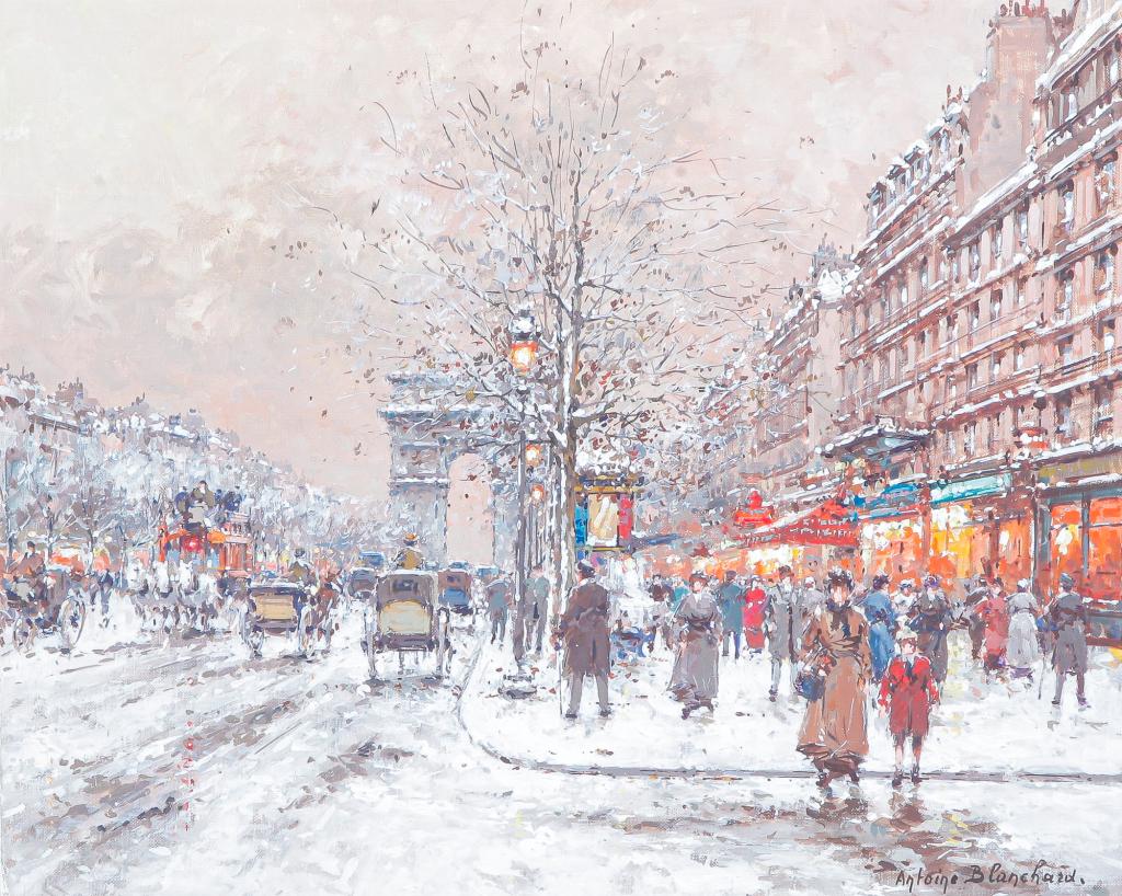 WINTER PARISIAN STREET BY ANTOINE BLANCHARD. (1 of 5)