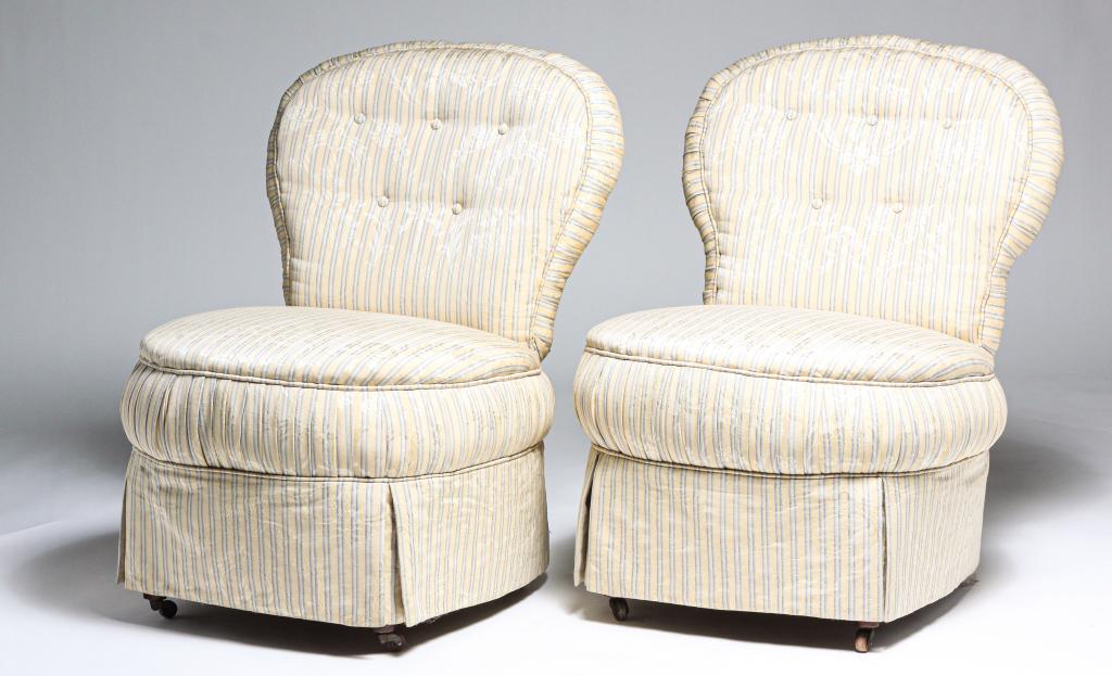 PAIR OF AMERICAN VICTORIAN BOUDOIR CHAIRS. (1 of 6)
