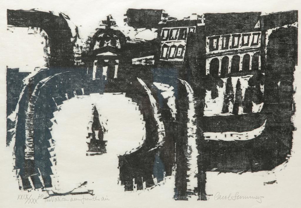 VATICAN WOODBLOCK PRINT, CAROL SUMMERS. (1 of 6)