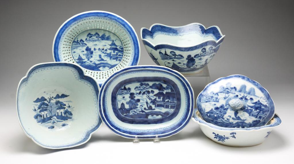 FIVE PIECES OF CHINESE CANTON. (1 of 9)
