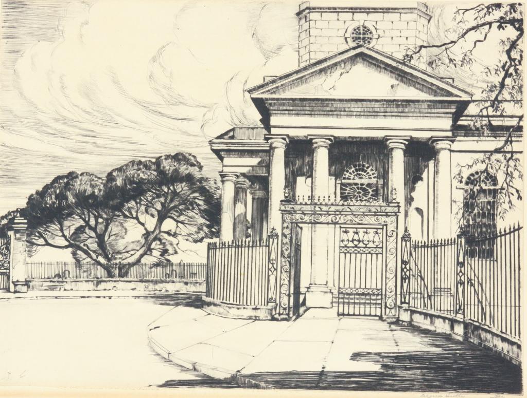 ARCHITECTURAL PRINT, ALFRED HUTTY. (1 of 4)