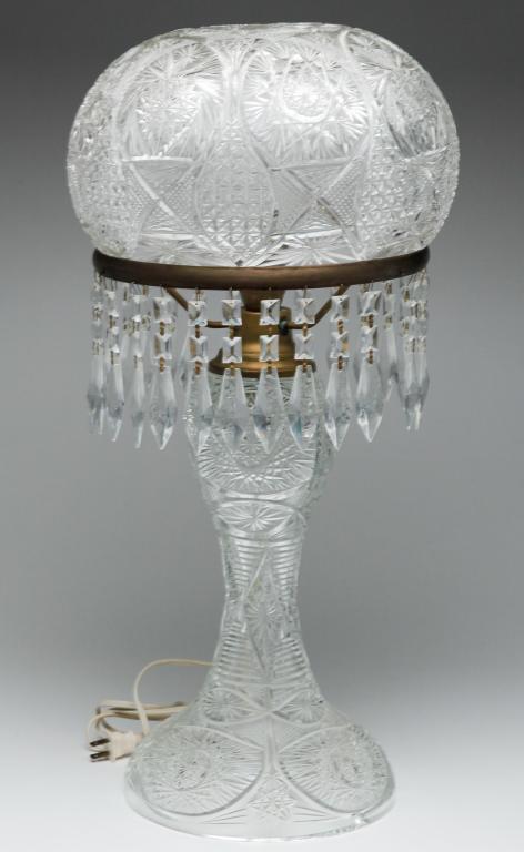 EUROPEAN CUT GLASS TABLE LAMP. (1 of 5)