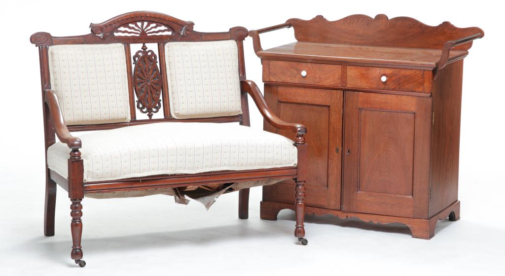 AMERICAN VICTORIAN WASH STAND AND SETTEE. (1 of 6)
