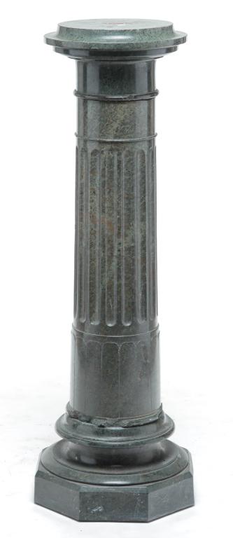 EUROPEAN GREEN MARBLE PEDESTAL. (1 of 4)
