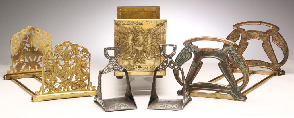 STEEL STIRRUPS AND THREE BOOK RACKS. (1 of 10)