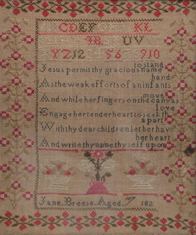 FRAMED SAMPLER BY JANE BREESE. (1 of 3)