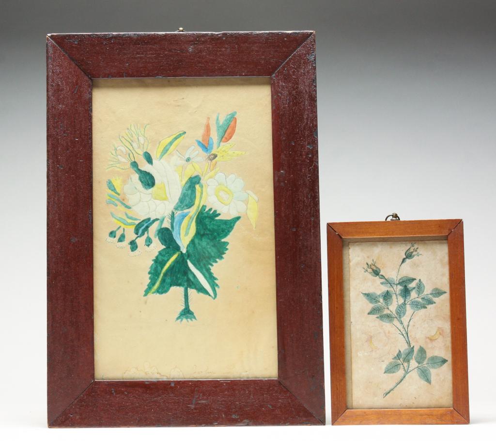 TWO AMERICAN FLORAL WATERCOLORS. (1 of 4)