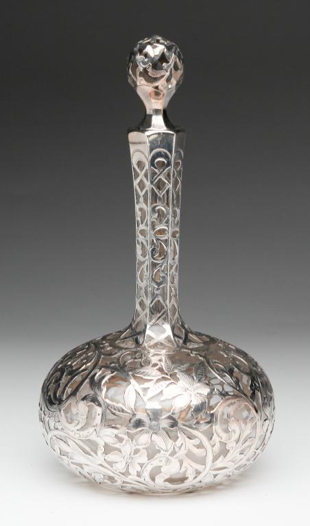 AMERICAN SILVER-OVERLAY DECANTER. (1 of 6)