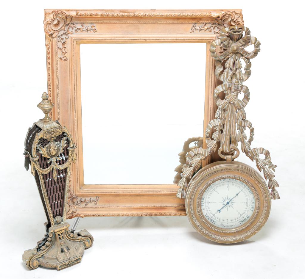 BAROMETER, FIRE SCREEN AND FRAME. (1 of 6)