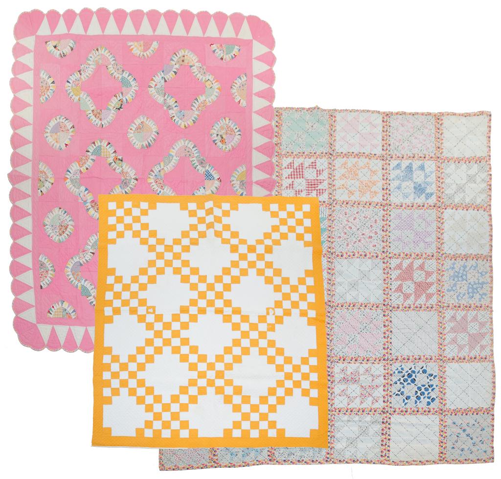 THREE AMERICAN PIECED QUILTS. (1 of 10)