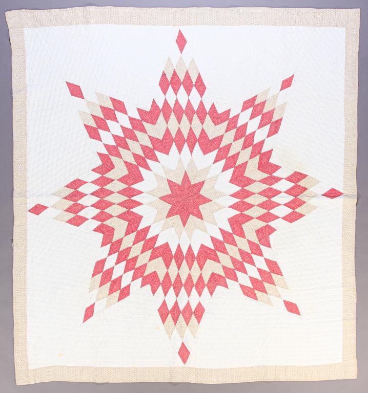 AMERICAN "ONE STAR" PATTERN QUILT. (1 of 2)