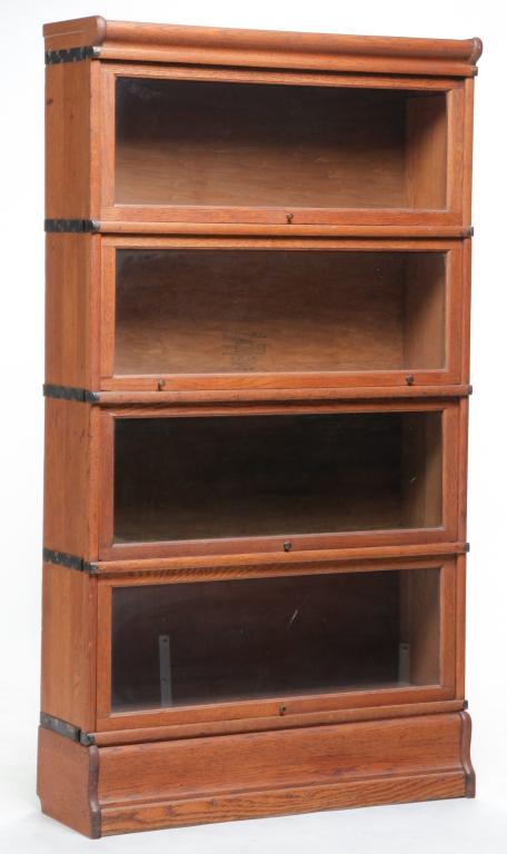 AMERICAN FOUR SECTION STACKING BOOKCASE. (1 of 4)