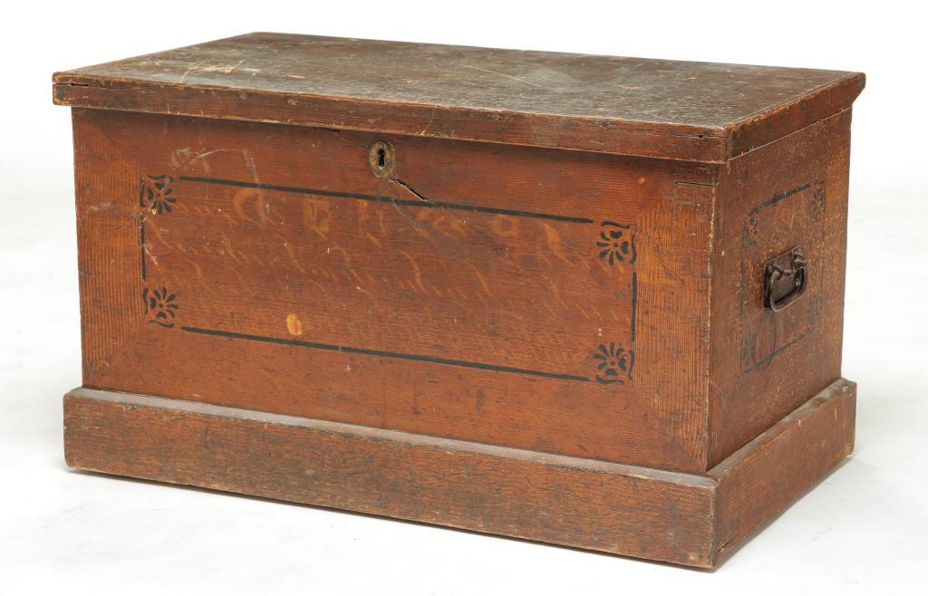 AMERICAN GRAIN PAINTED AND STENCILED TRUNK. (1 of 5)