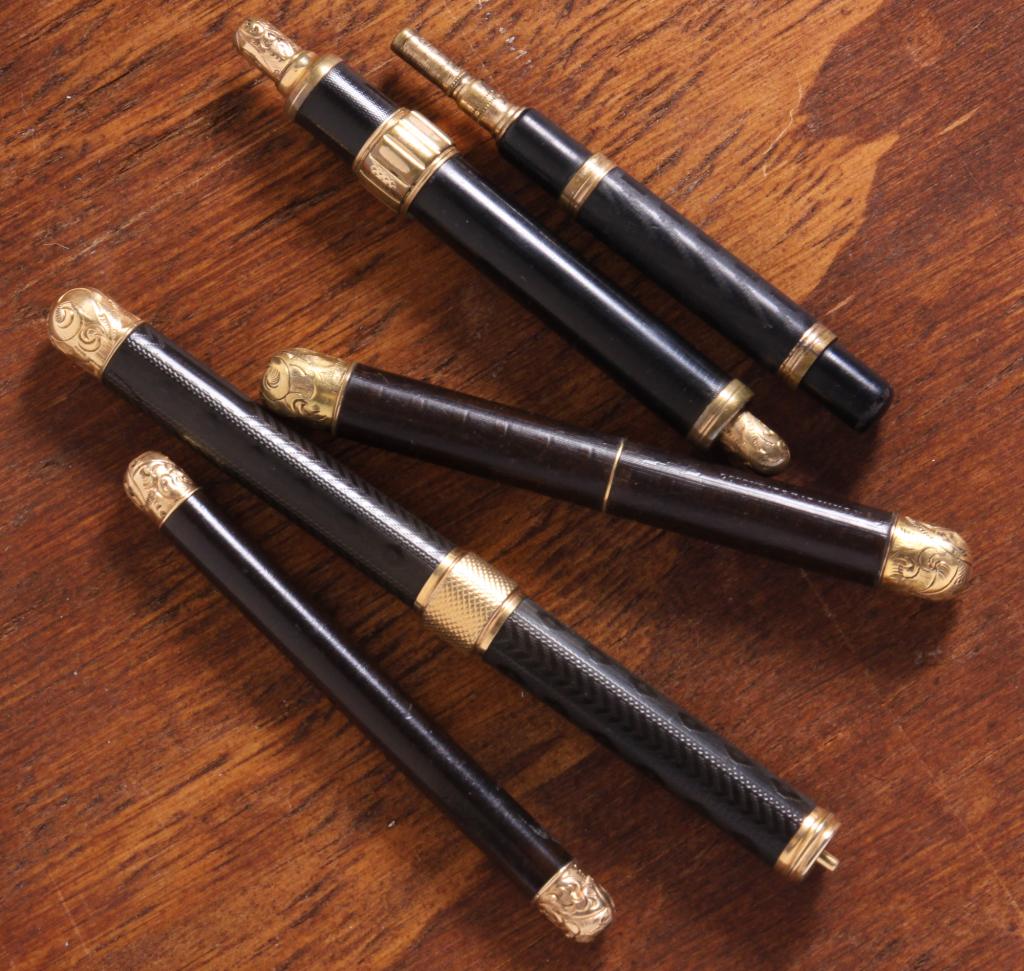 VINTAGE HARD RUBBER PENCILS AND PENS. (1 of 5)