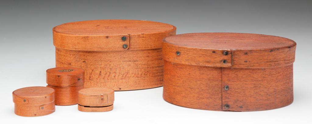 FIVE AMERICAN BENTWOOD LIDDED BOXS. (1 of 7)