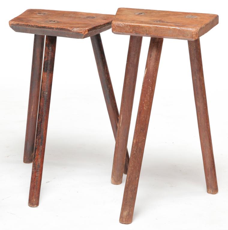 Pair Of English Three Legged Stools.