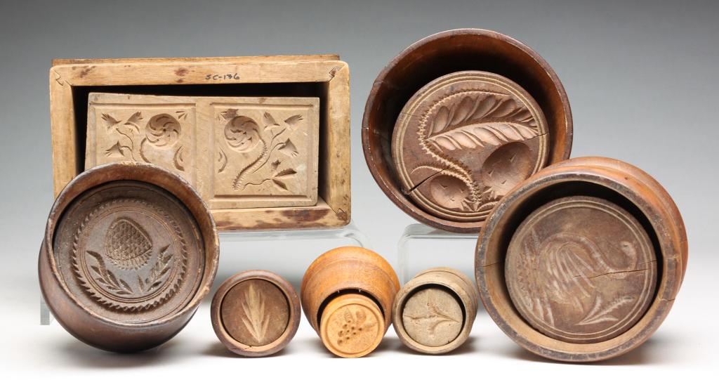 SEVEN CASED BUTTER PRINTS. (1 of 5)