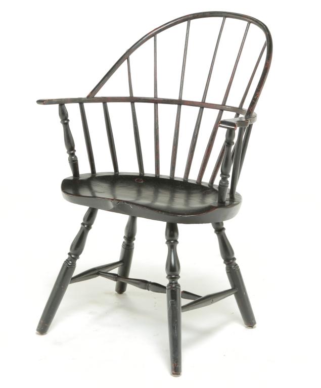 AMERICAN SACK BACK WINDSOR ARM CHAIR. (1 of 4)