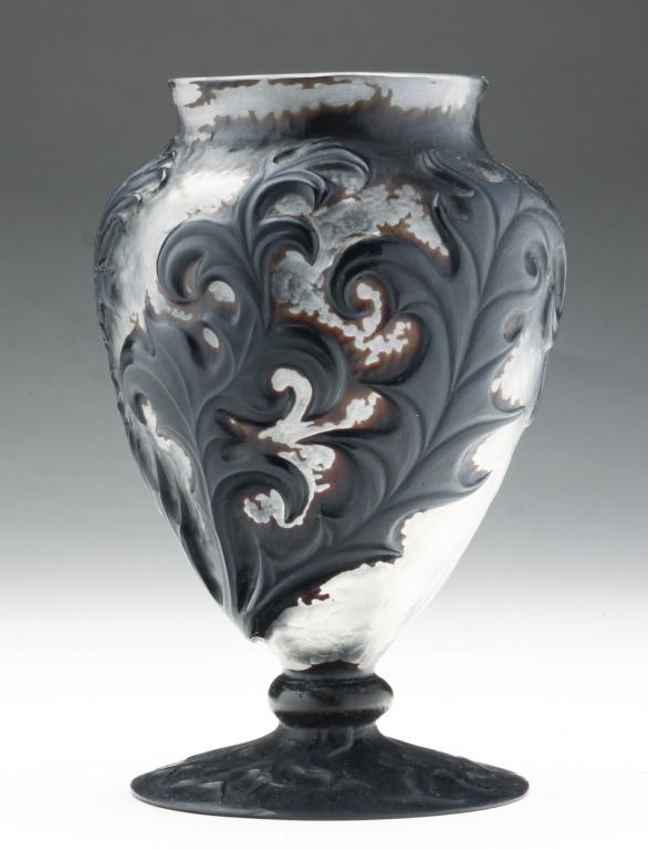 FRENCH GALLE HYALITE FOOTED VASE. (1 of 7)