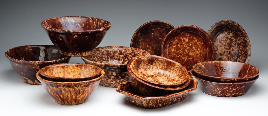 GROUP OF ROCKINGHAM GLAZED YELLOW WARE. (1 of 4)