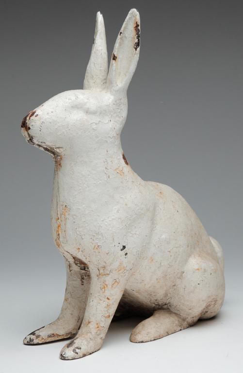 AMERICAN CAST IRON PAINTED RABBIT DOORSTOP. (1 of 3)