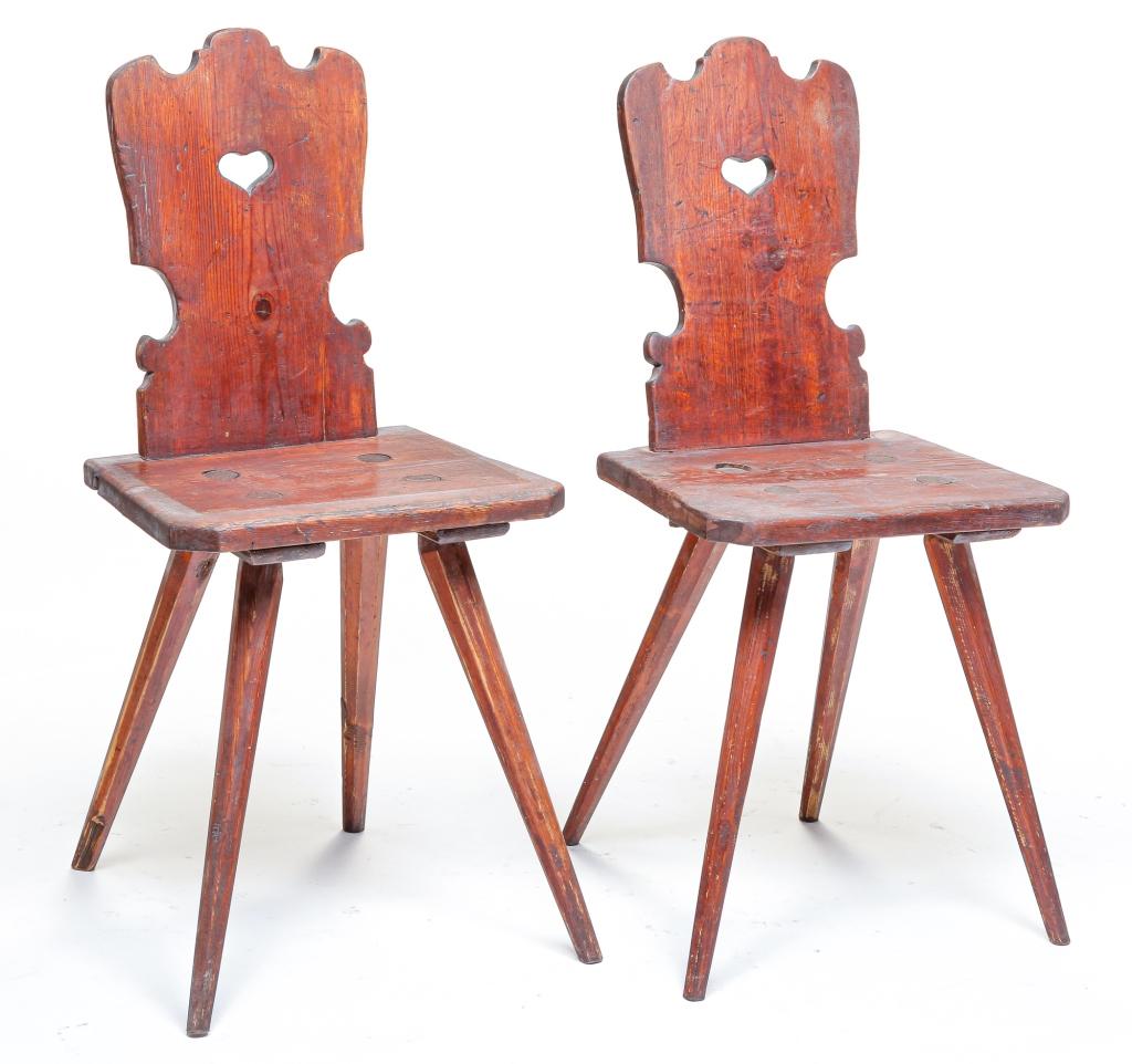 TWO AMERICAN MORAVIAN CHAIRS. (1 of 6)