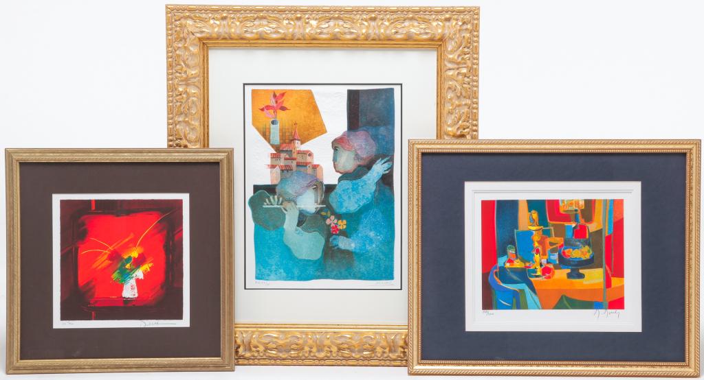 THREE CONTEMPORARY FRAMED LITHOGRAPHS. (1 of 5)