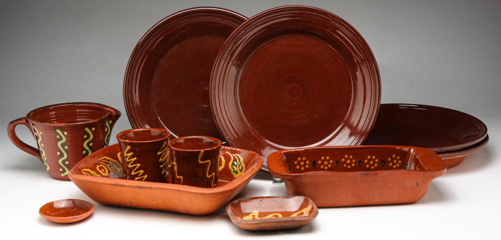 ELEVEN PIECES OF CONTEMPORARY AMERICAN REDWARE. (1 of 7)