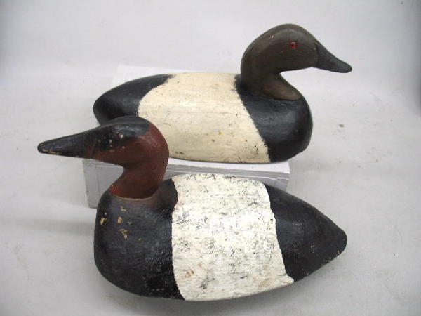 TWO CANVAS BACK DECOYS. Both from Michigan ca. 194