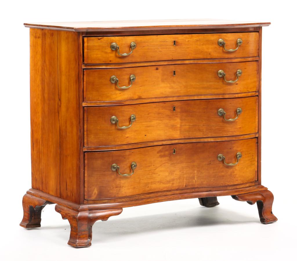 AMERICAN CHIPPENDALE SERPENTINE CHEST. (1 of 6)